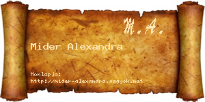 Mider Alexandra névjegykártya